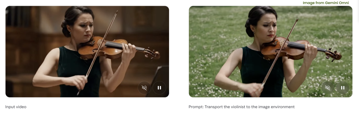 Gemini Omni also performs well at background replacement Gemini Omni also performs well at background replacement