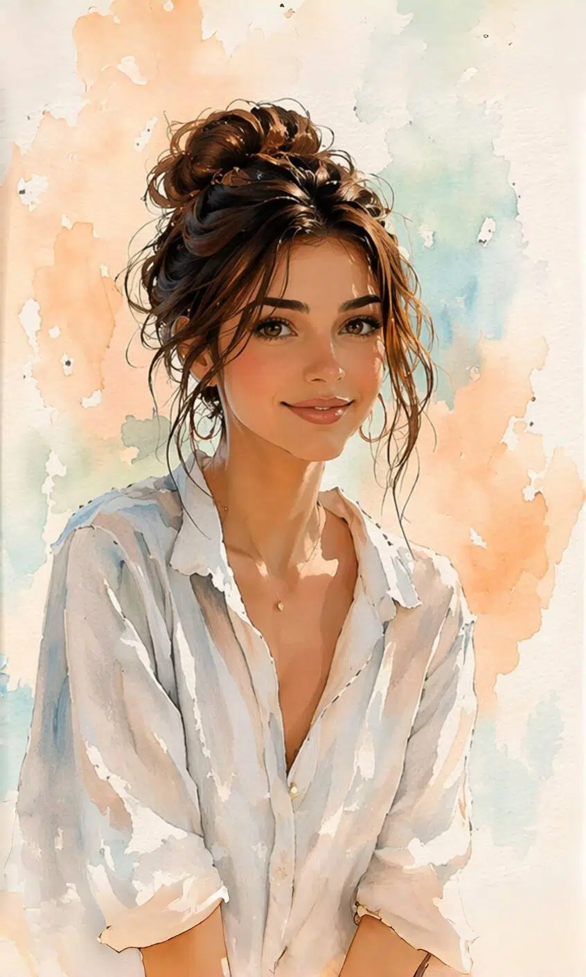 Soft watercolor illustration portrait