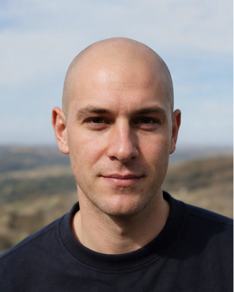 Close-shaved bald filter result on the same man