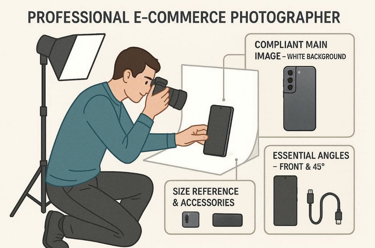 points to amazon product photography