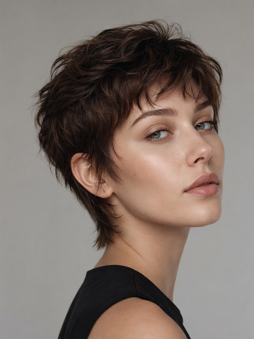 AI short hairstyle preview on a portrait