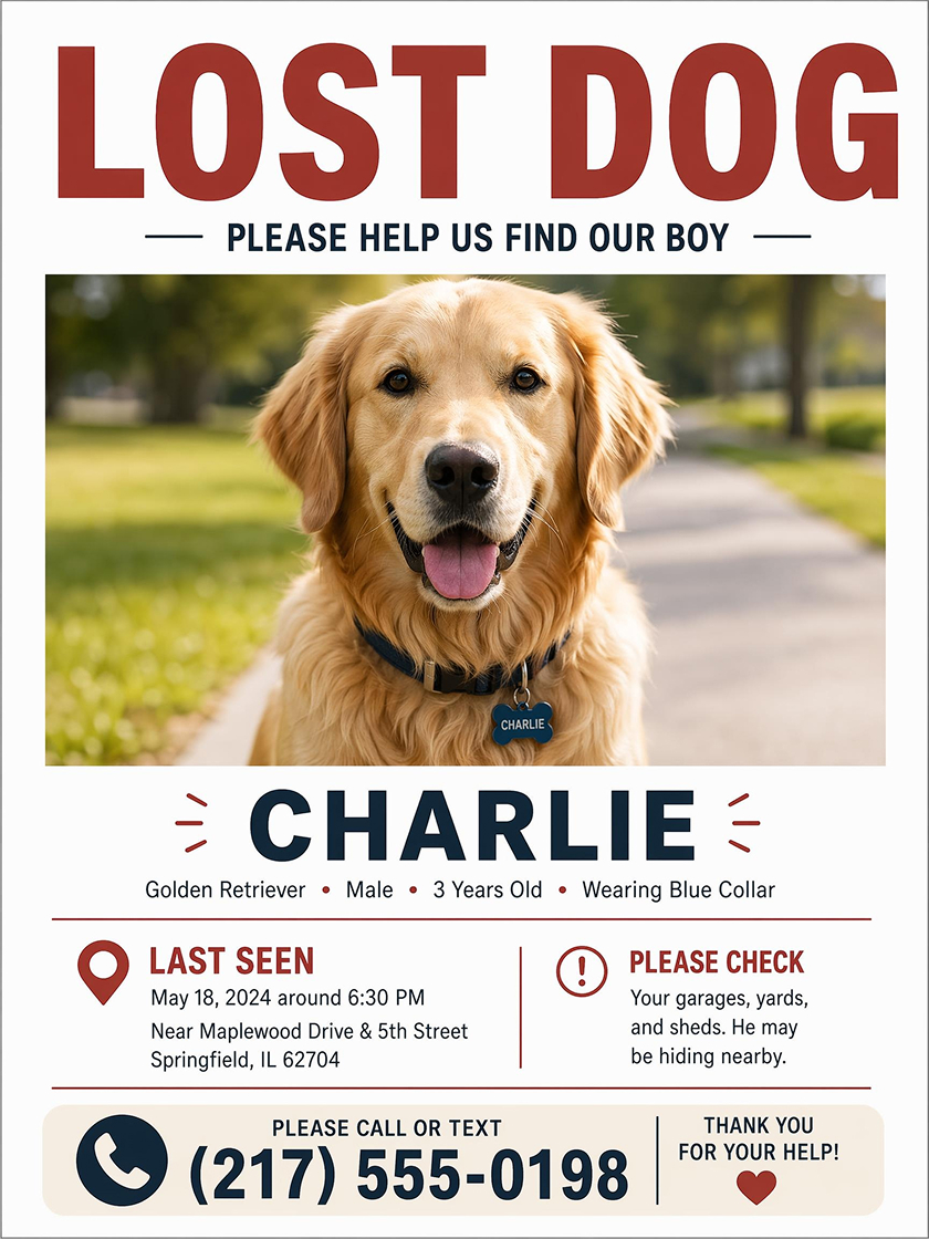 AI Generated Lost Pet Flyer
