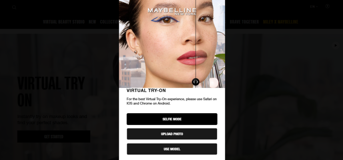 maybelline virtual try on