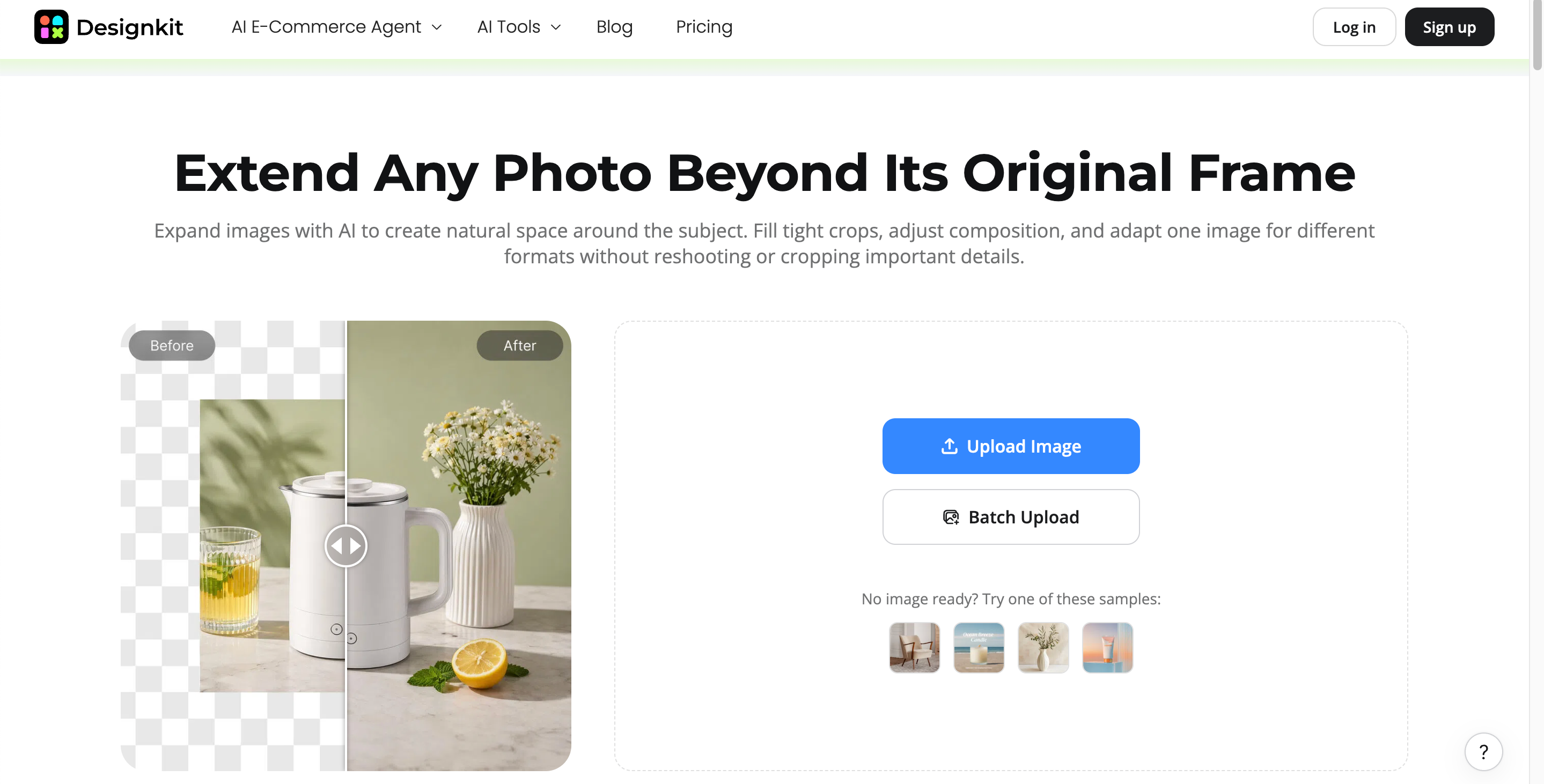 Create landscape and portrait images with Designkit Designkit AI image extender