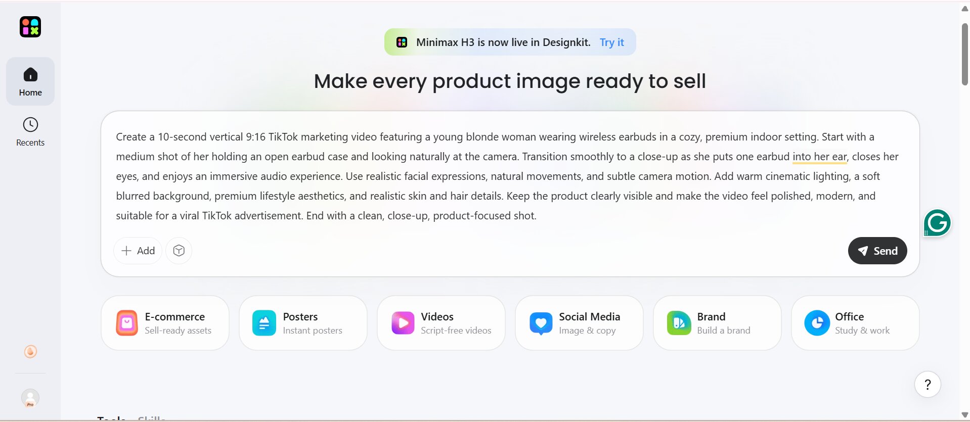 How to create TikTok content with Designkit Enter a TikTok content idea