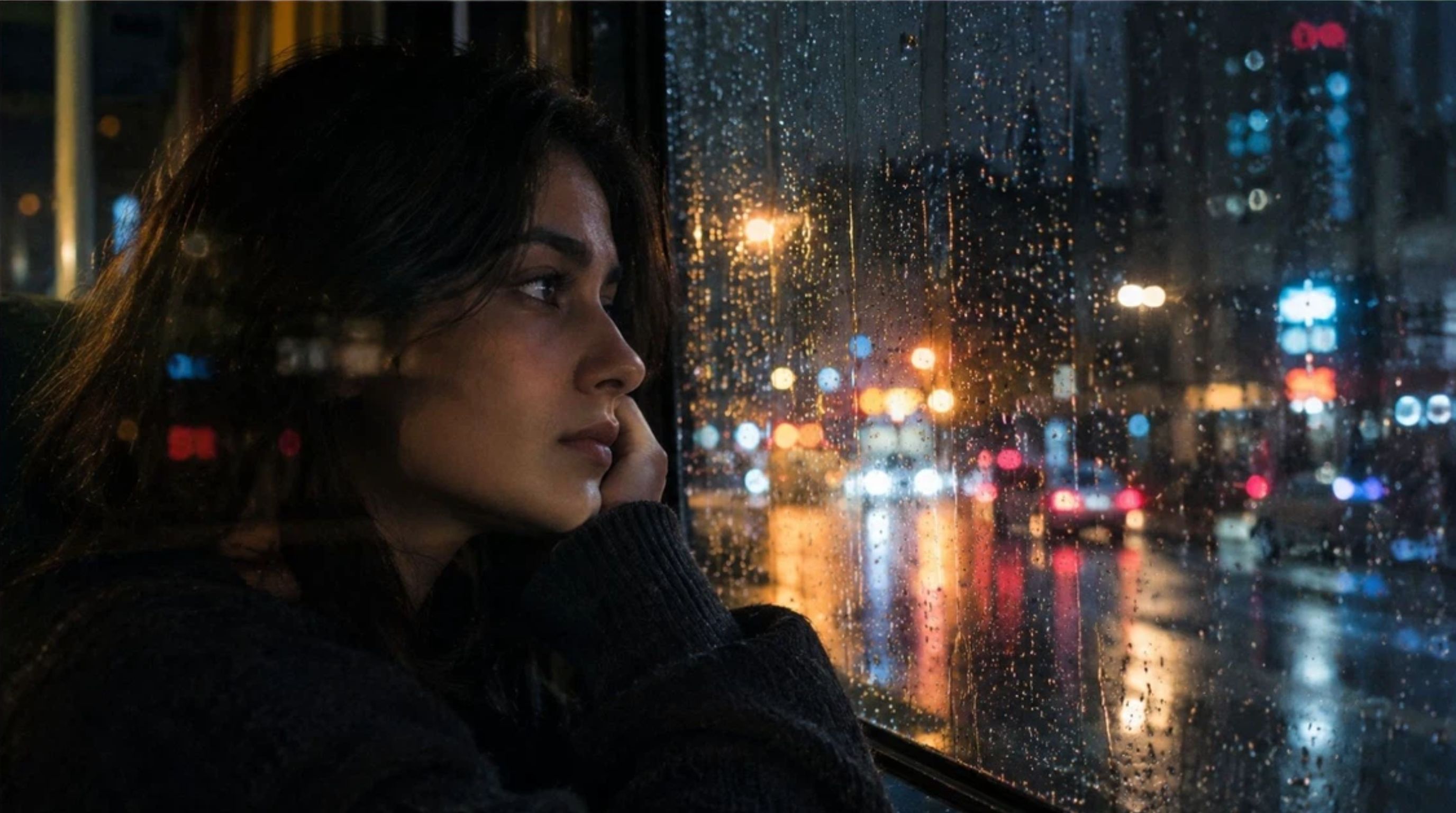 Prompts for Creative Images Rainy Window Portrait