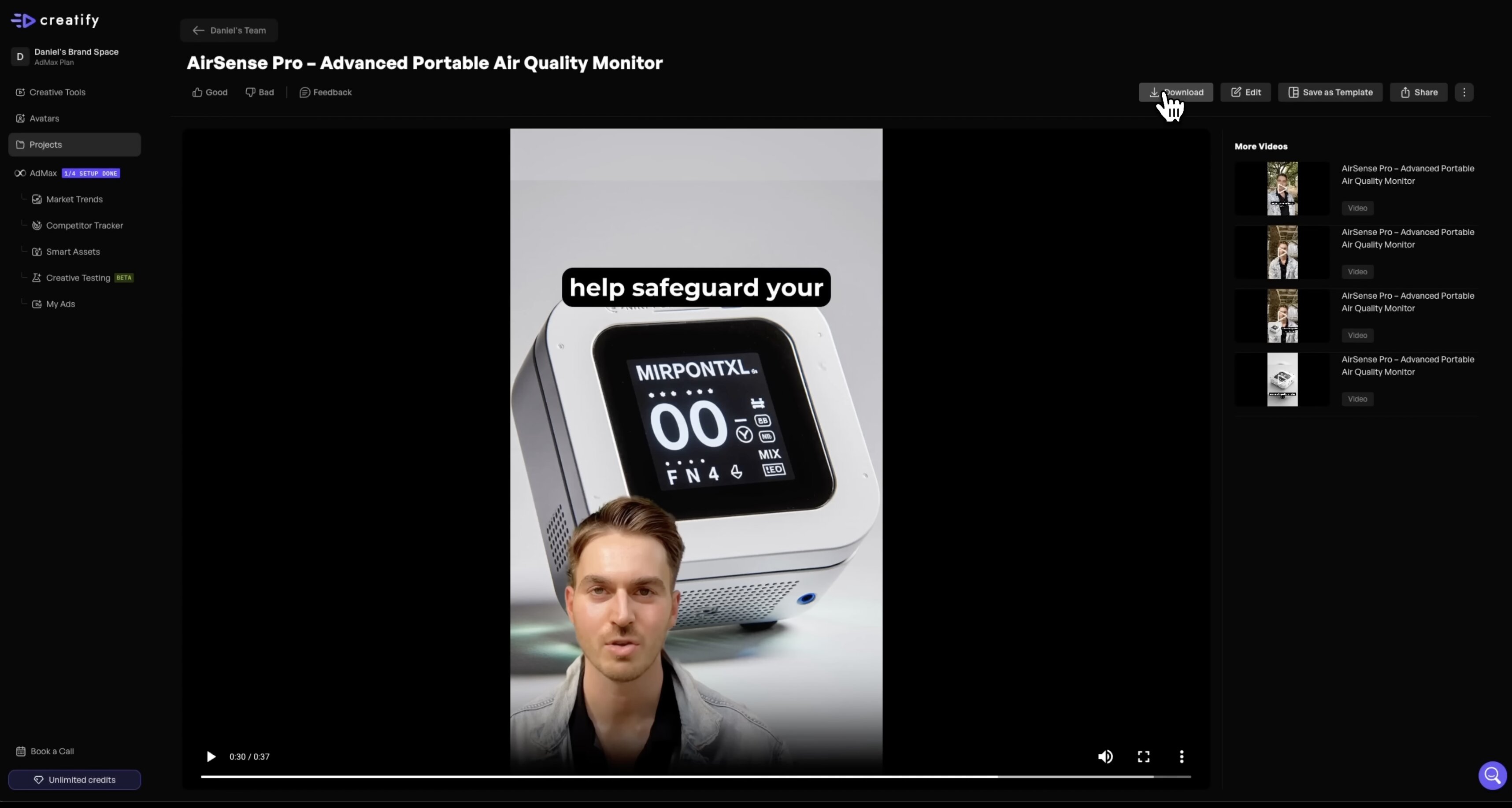 Export video in Creatify AI