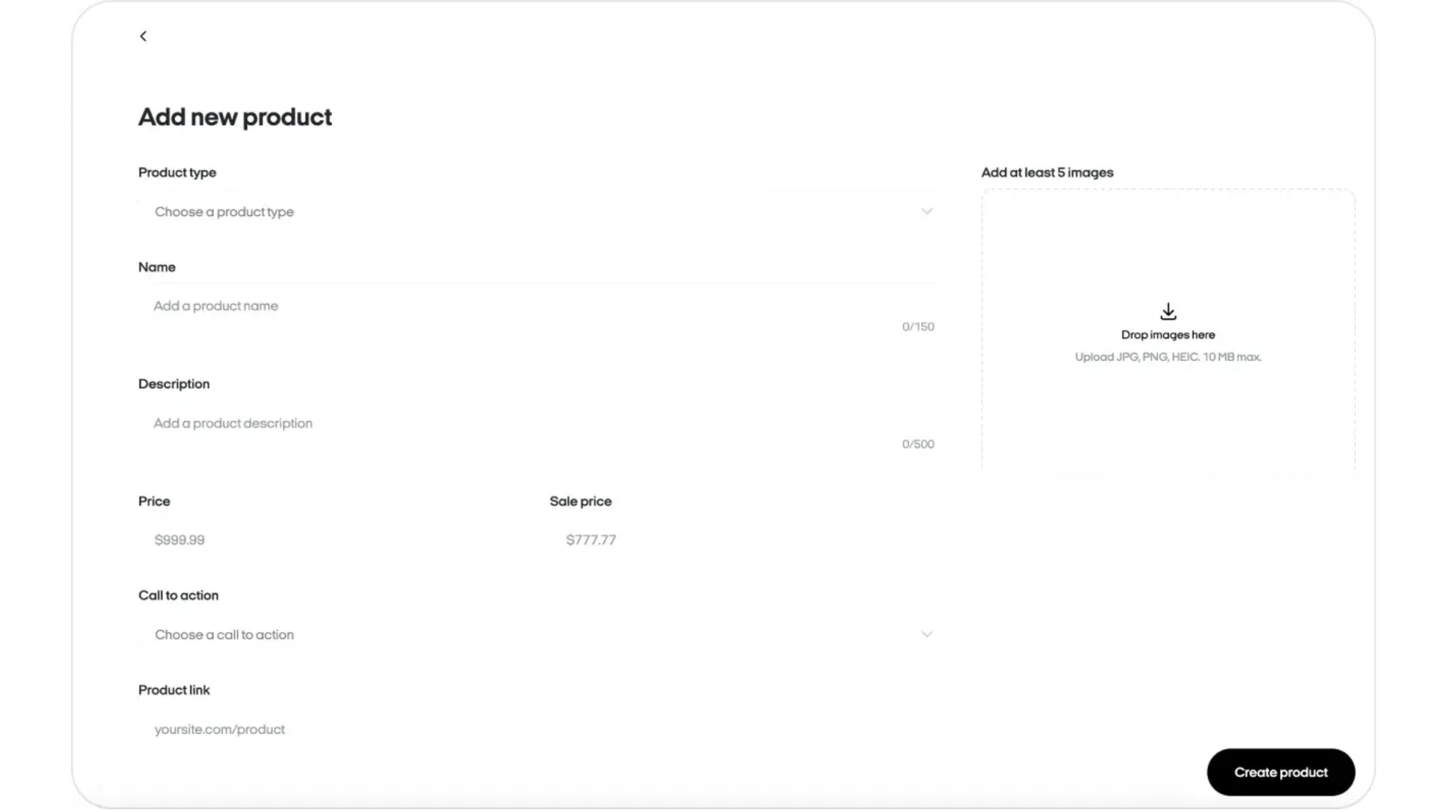 Add Your Product or Business Information