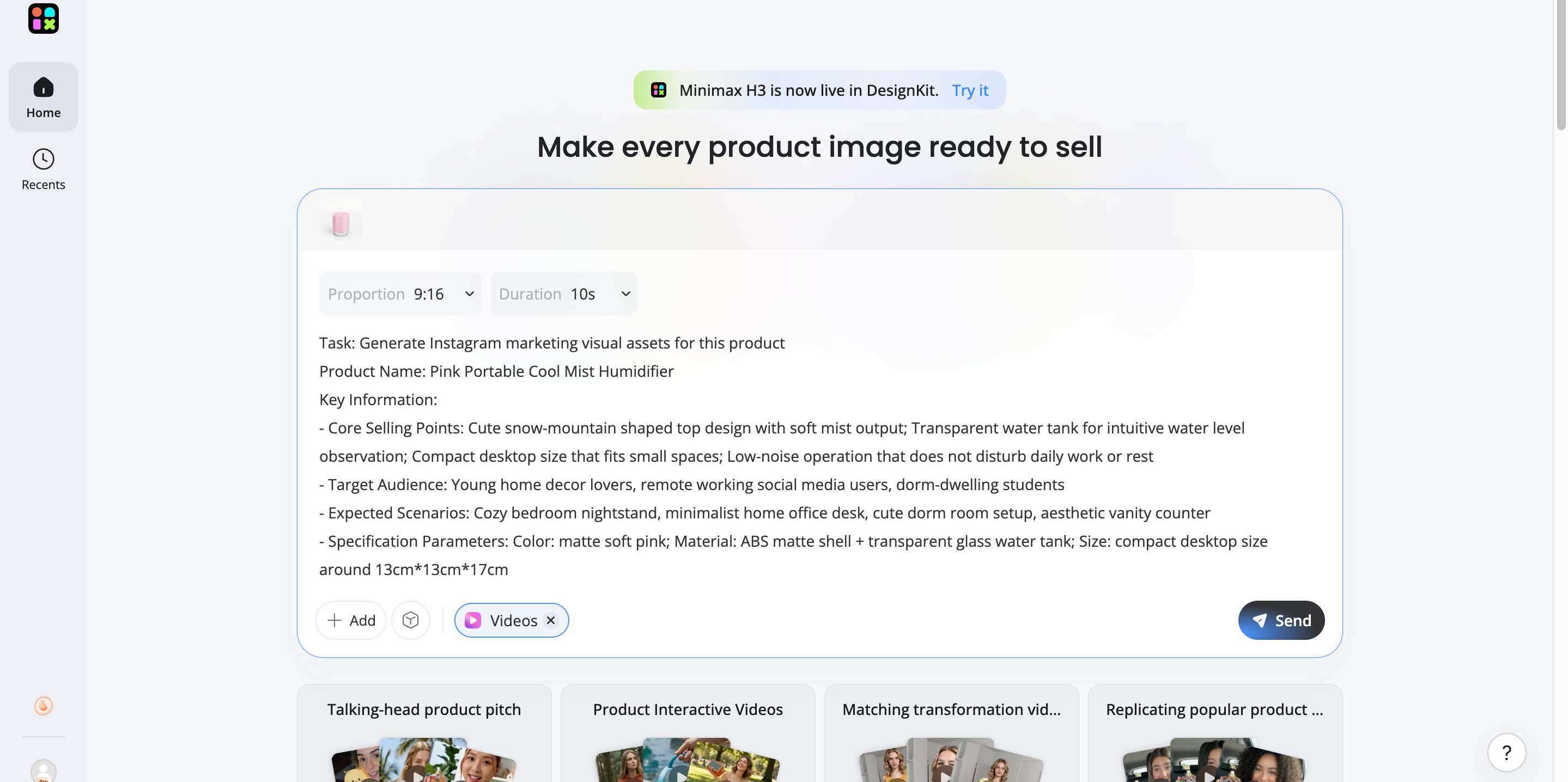 How to create Instagram posts and copy with Designkit Start with your idea, product, or brand assets