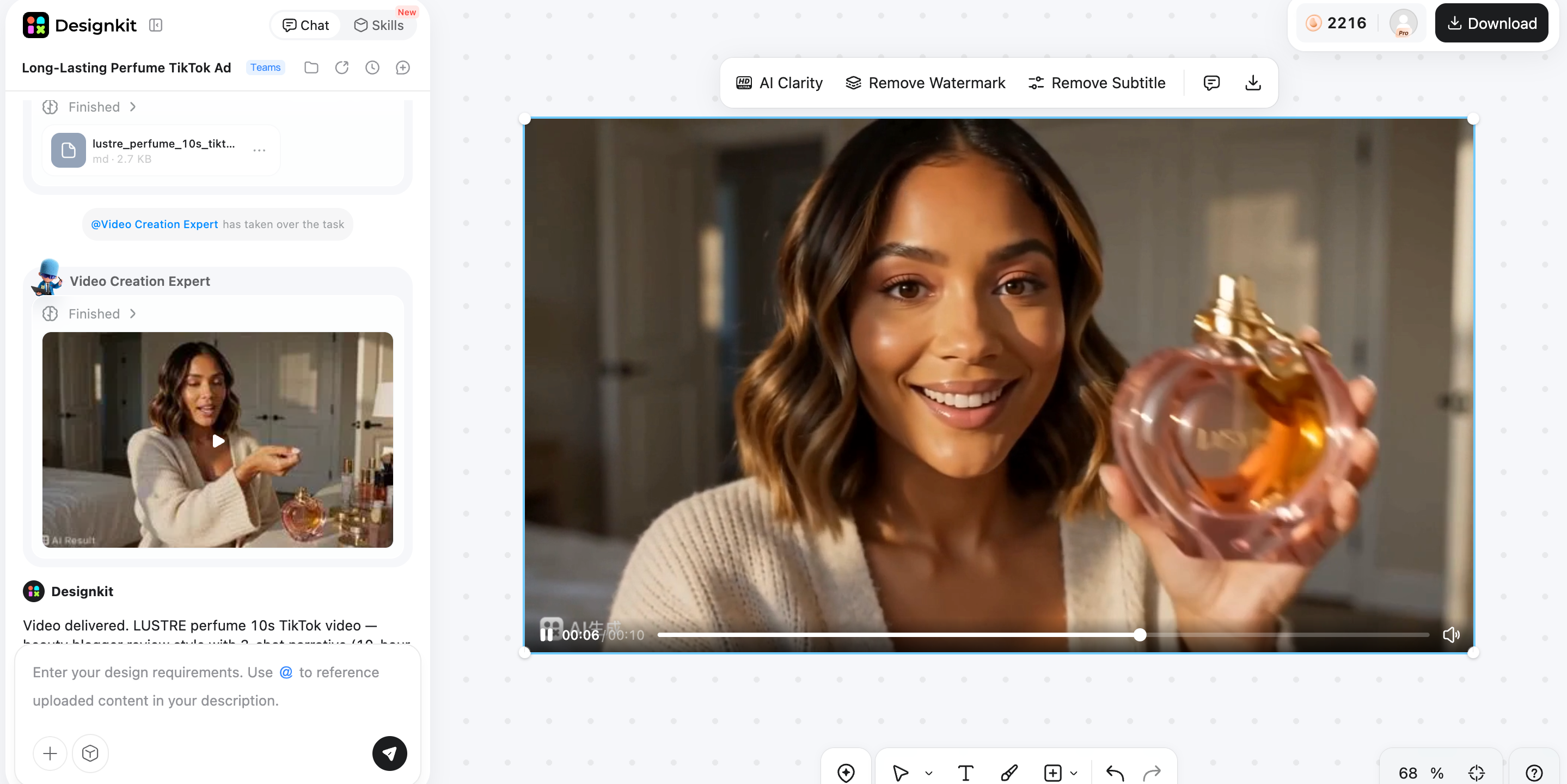 How Designkit works for AI video creation Preview and export your video