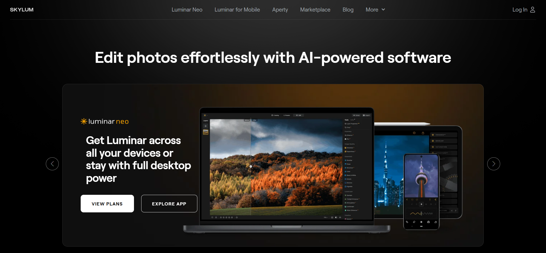 Luminar Neo Landing Page