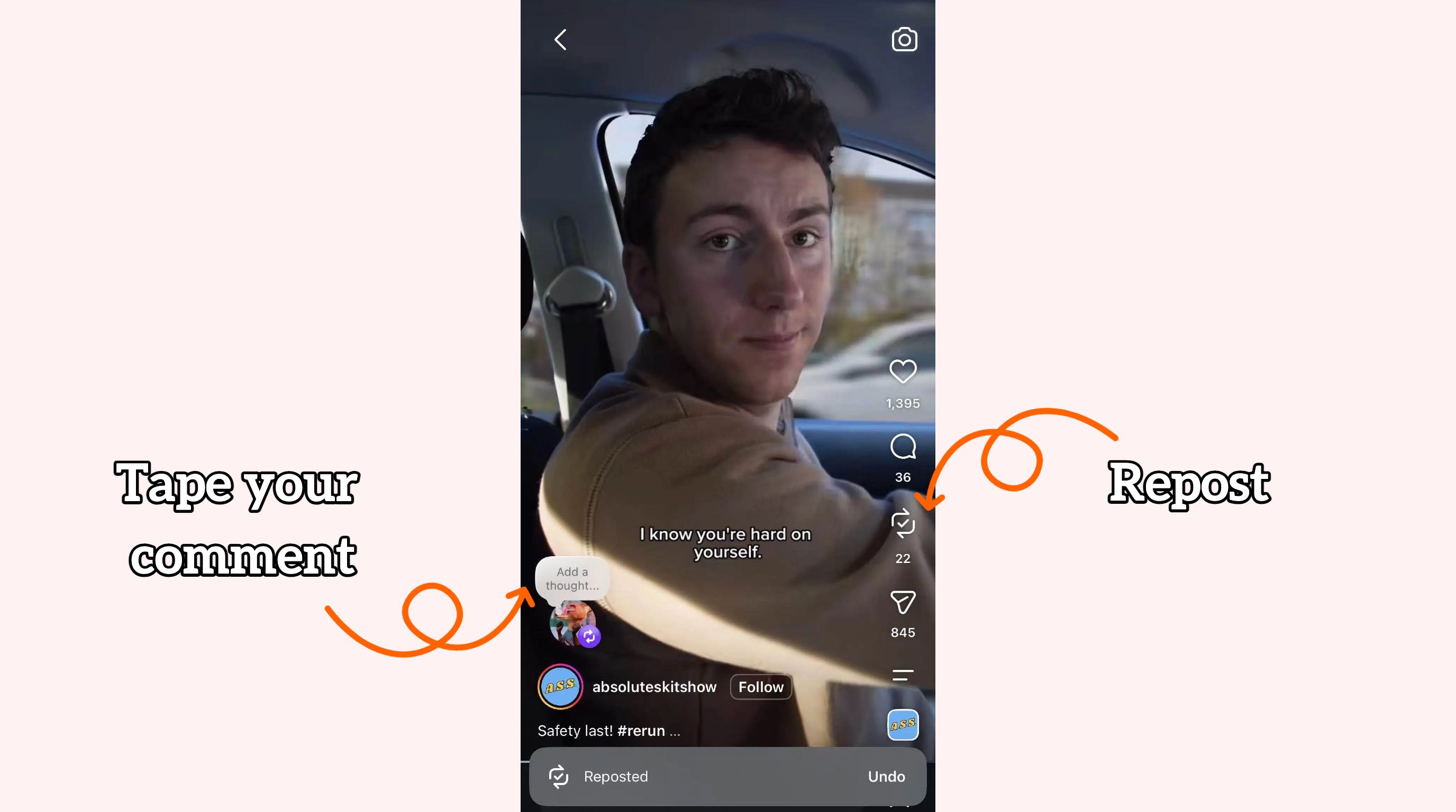 Repost a Public Post or Reel (Reposts Tab)