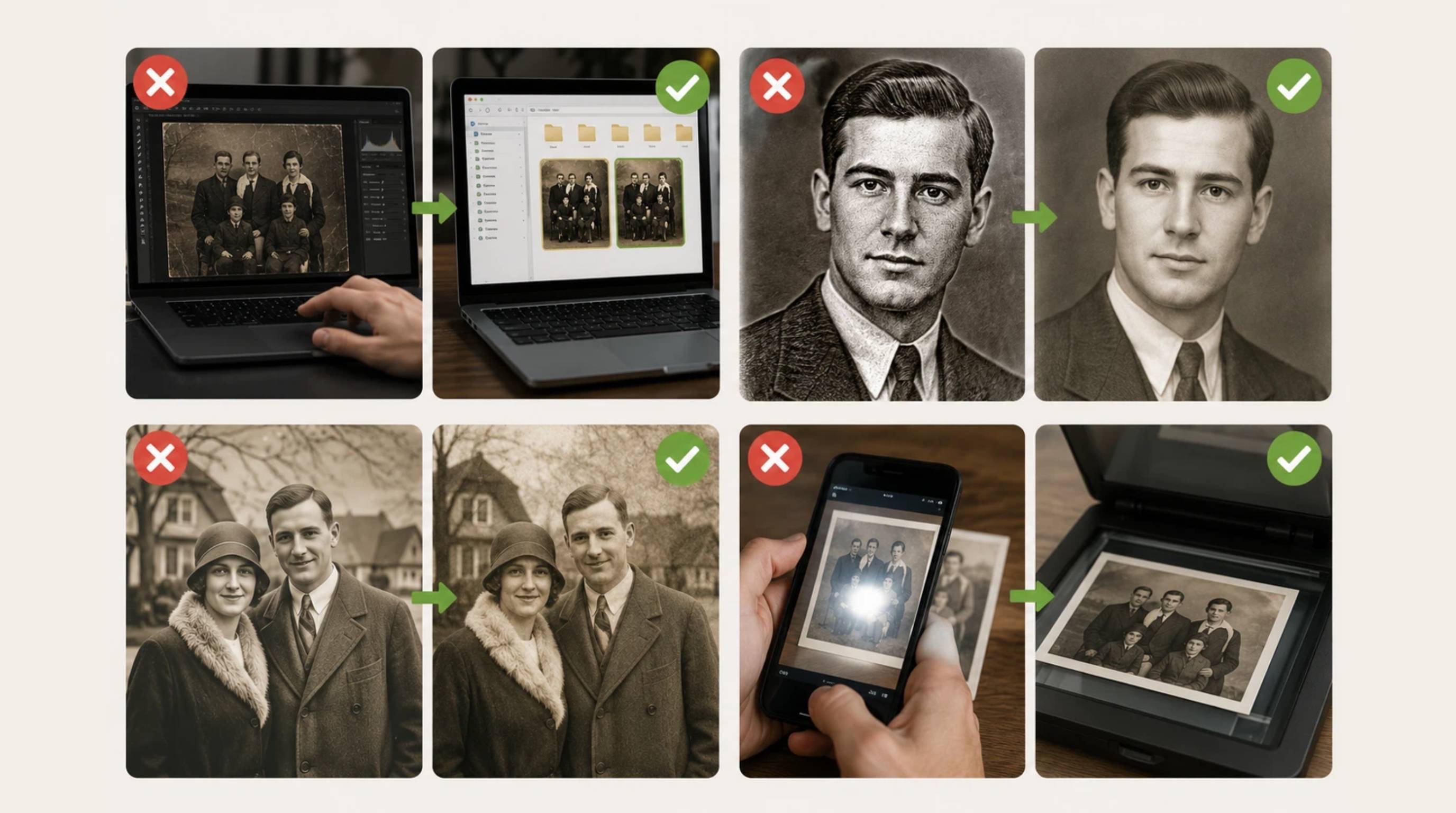 Common mistakes when restoring old photos Common mistakes when restoring old photos