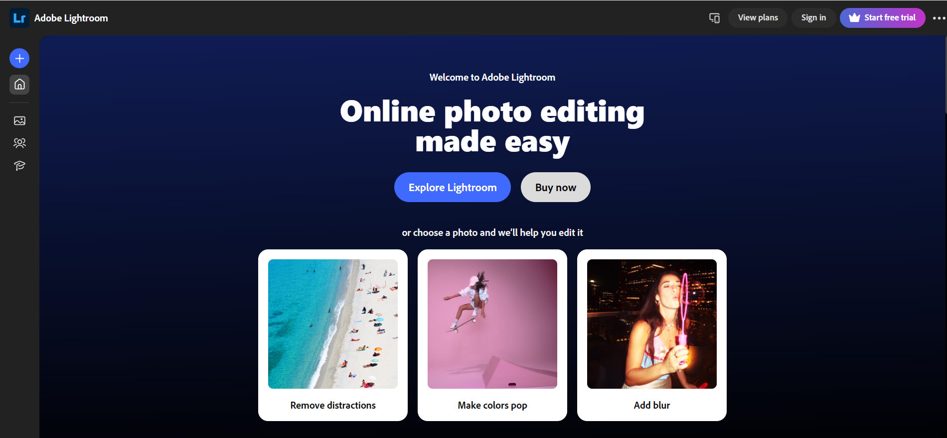 Adobe Lightroom Landing Page
