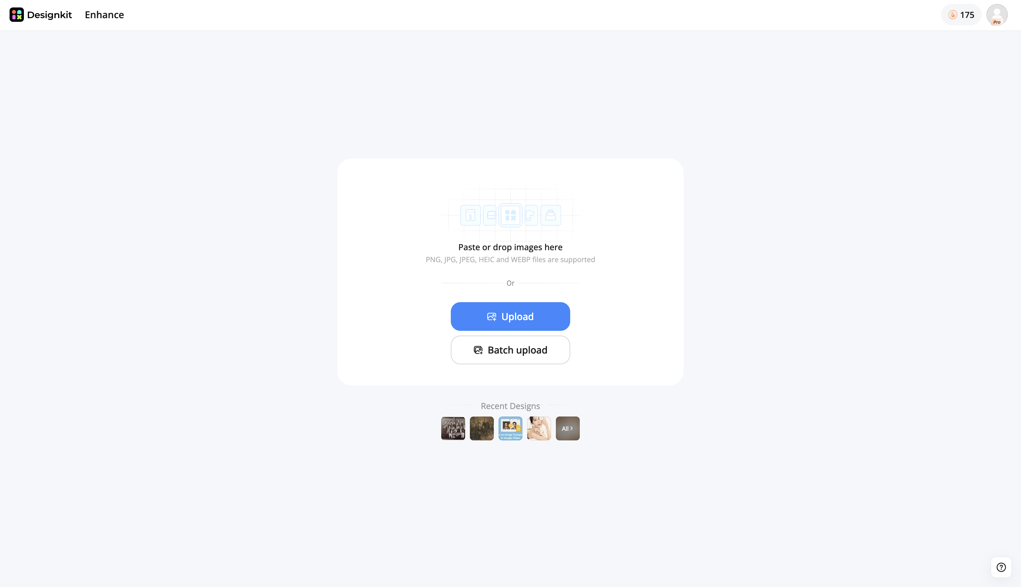 3 simple steps to improve old photo quality with Designkit Upload your old photo