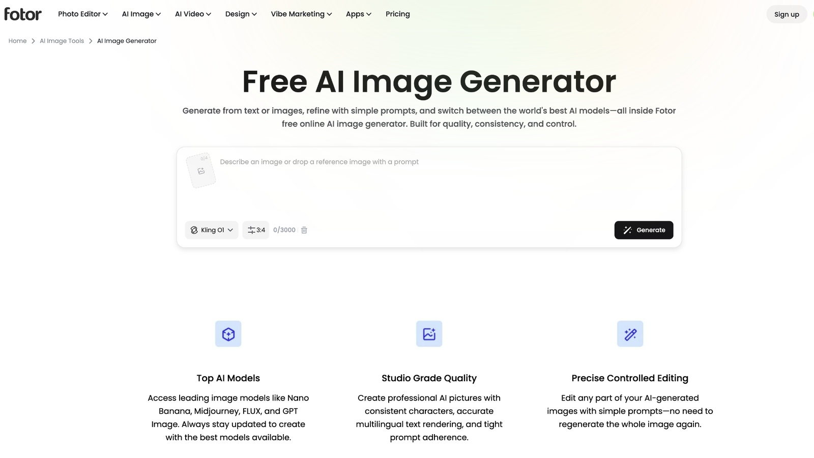 How to generate AI images with Fotor AI Enter your prompt