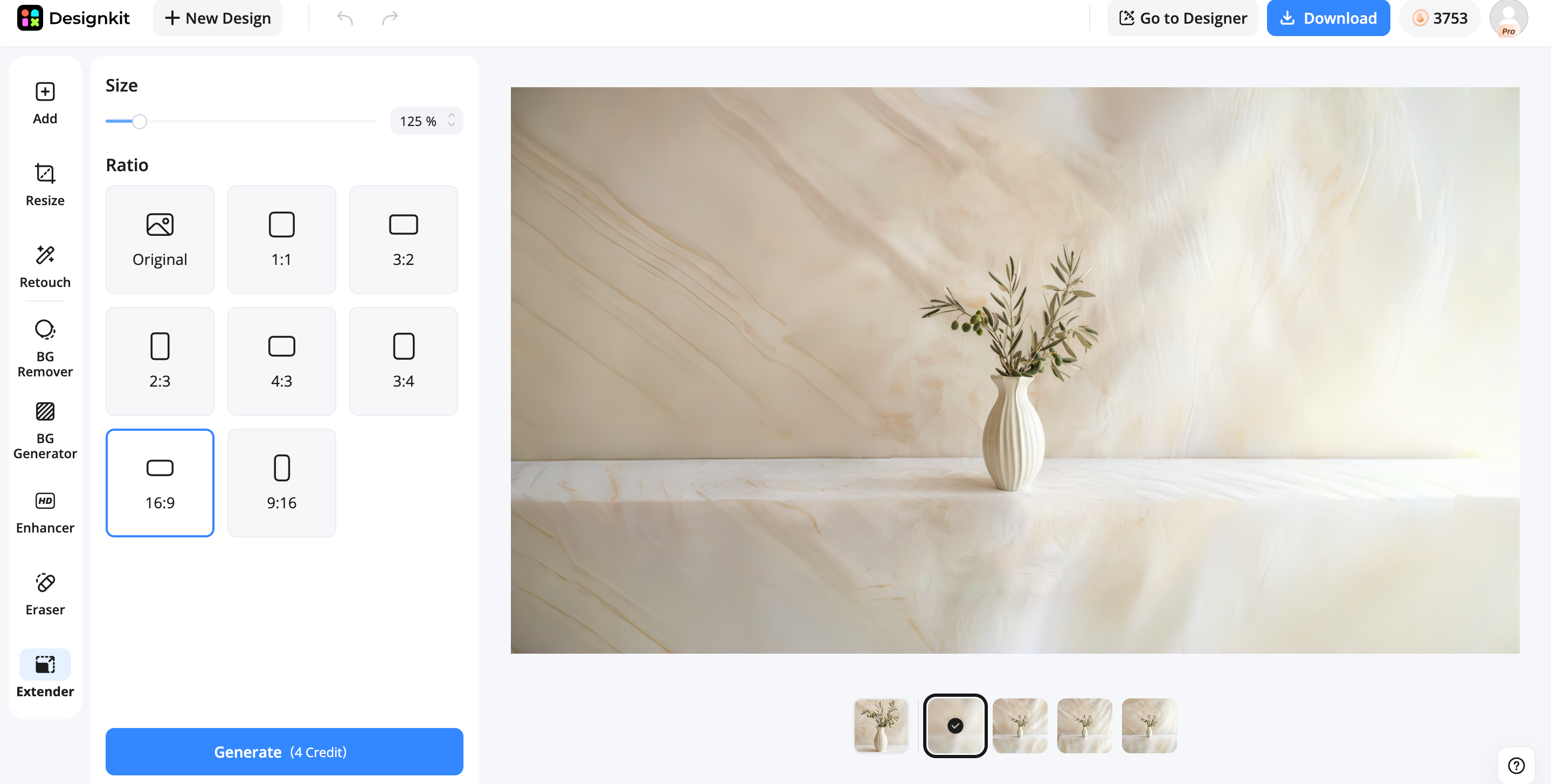 How to adapt an image from landscape to portrait with Designkit Review and export your image