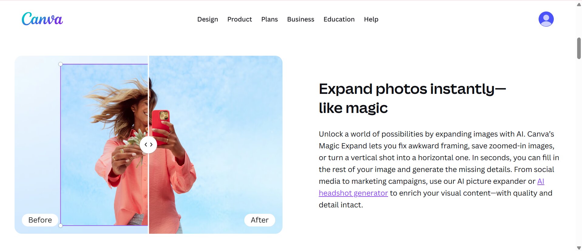 Canva AI image extender