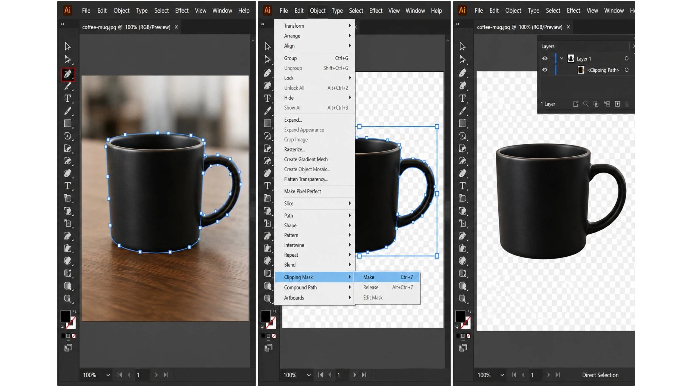 How to remove a background in Illustrator Pen Tool + Clipping Mask