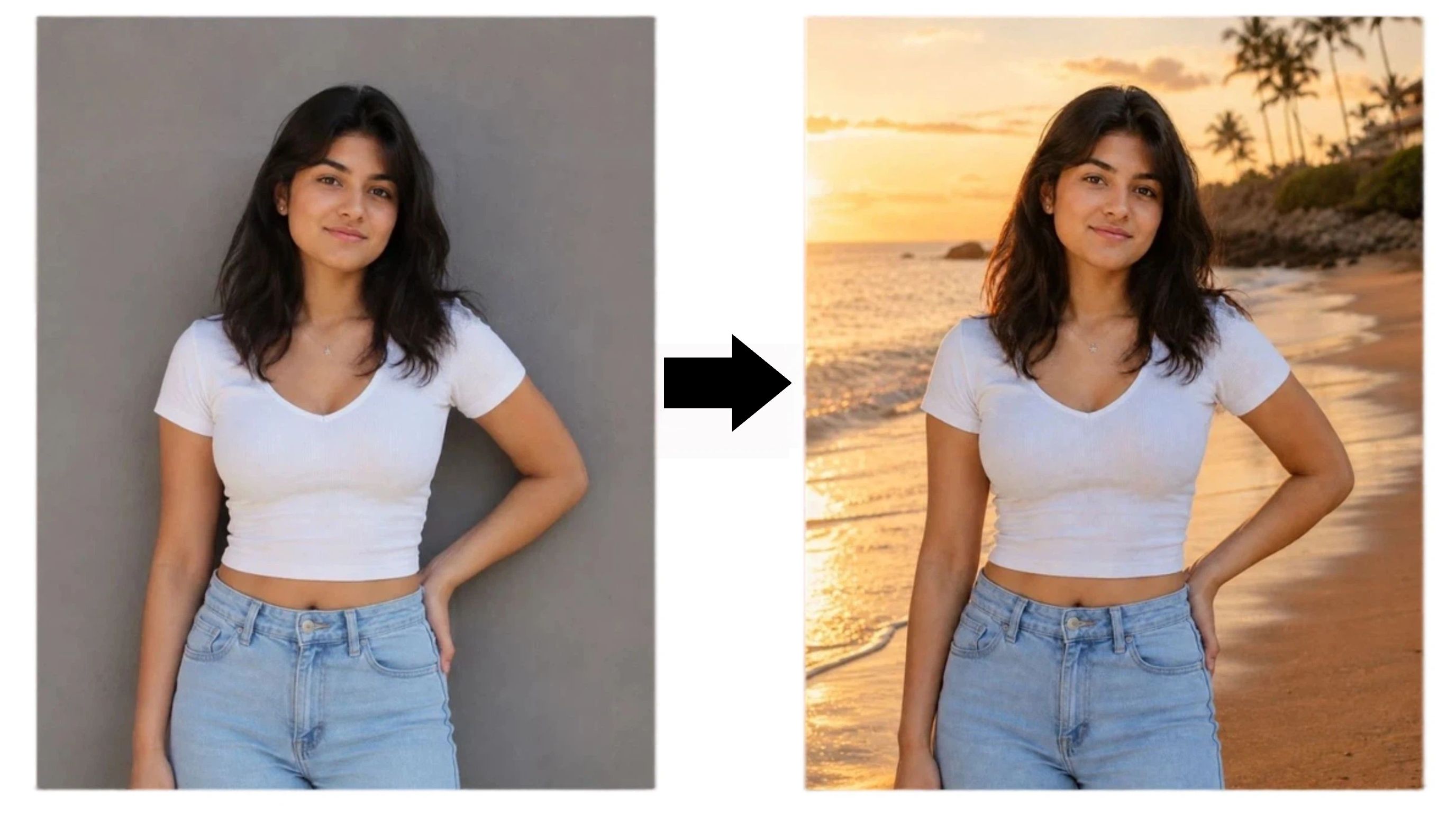 Prompts for Photo Editing Golden Hour Background Replacement