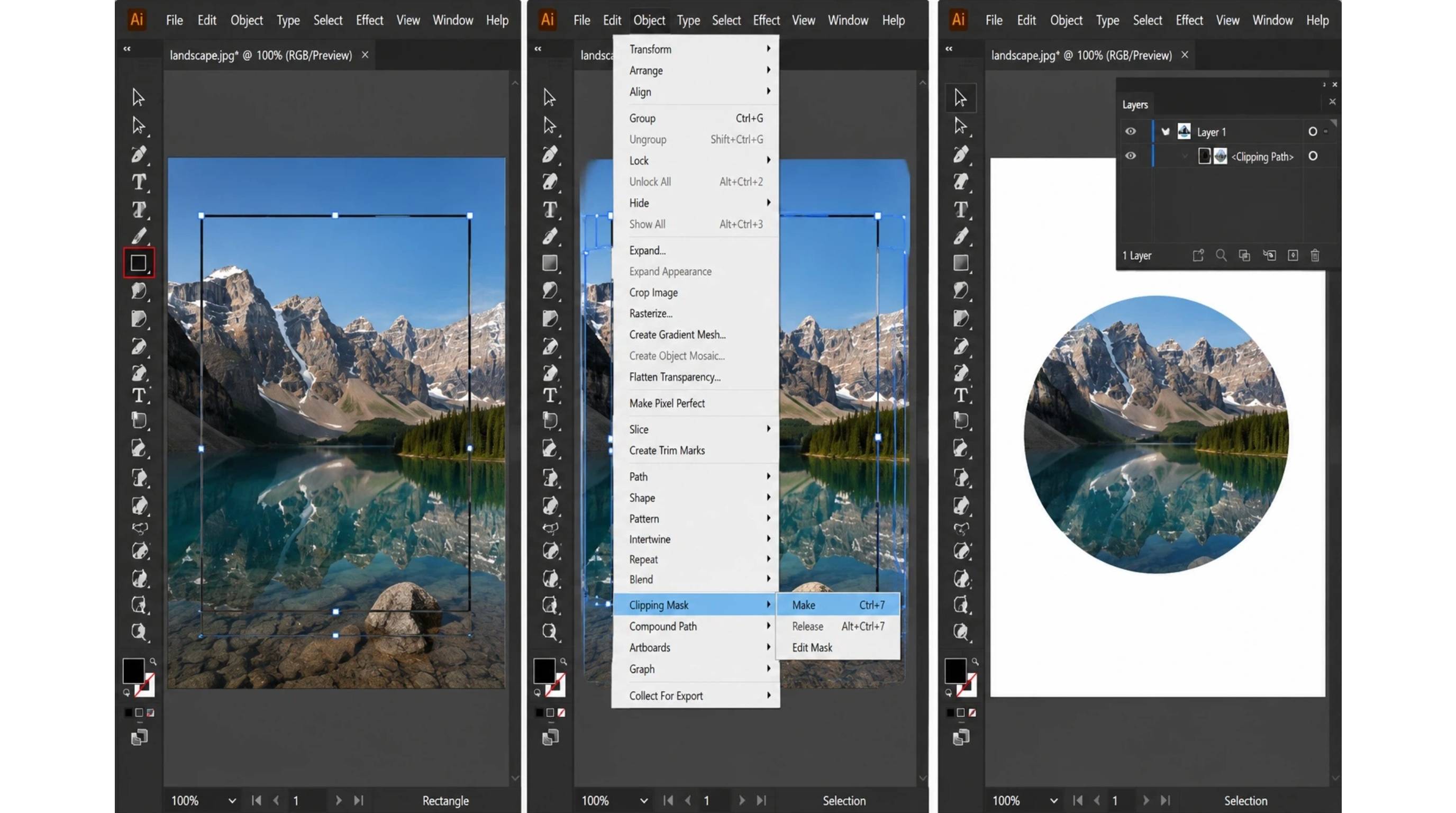 How to remove a background in Illustrator Clipping Mask with shapes