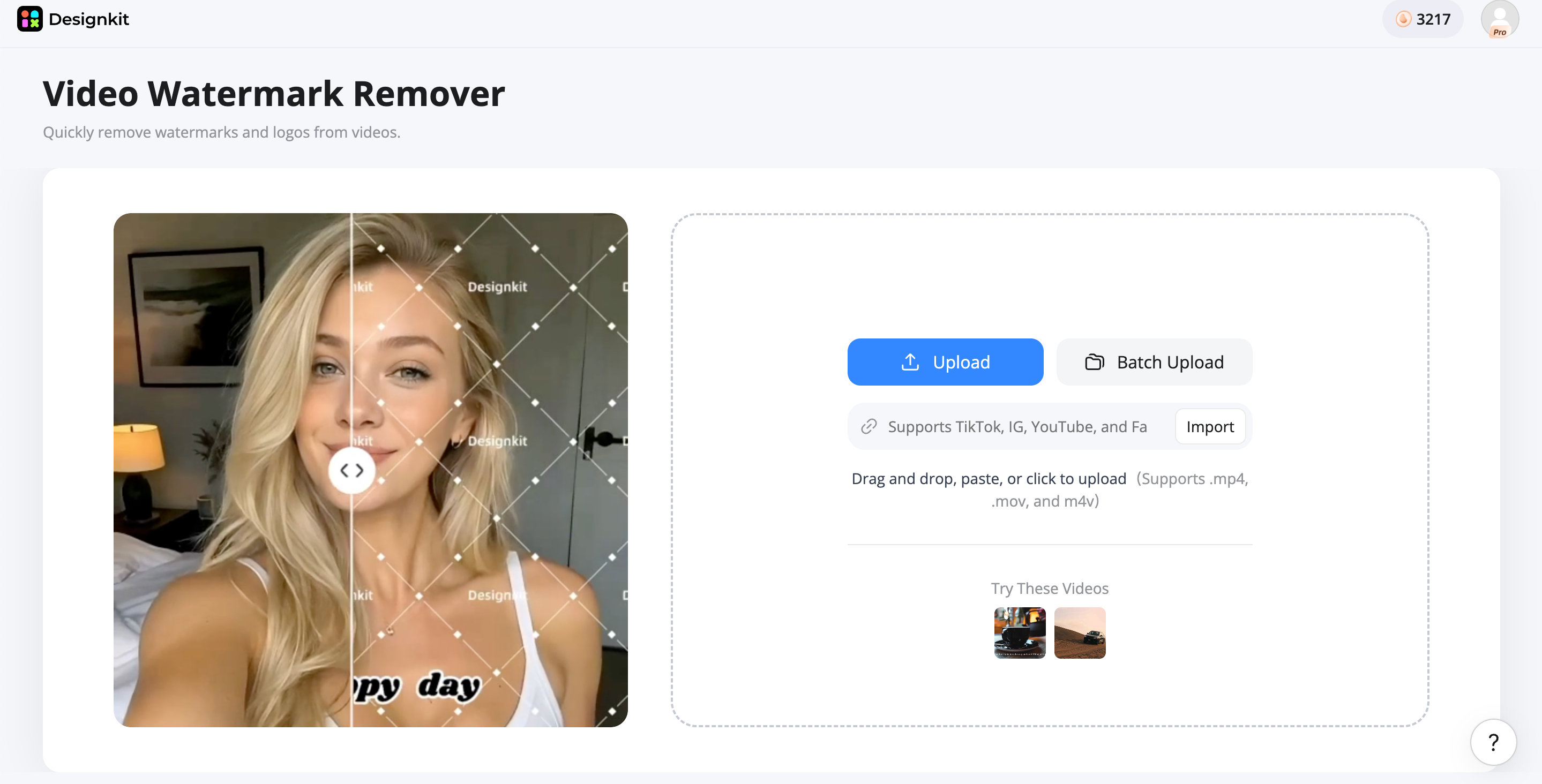 Remove a Watermark From a Video With Designkit Upload or Paste Your Video