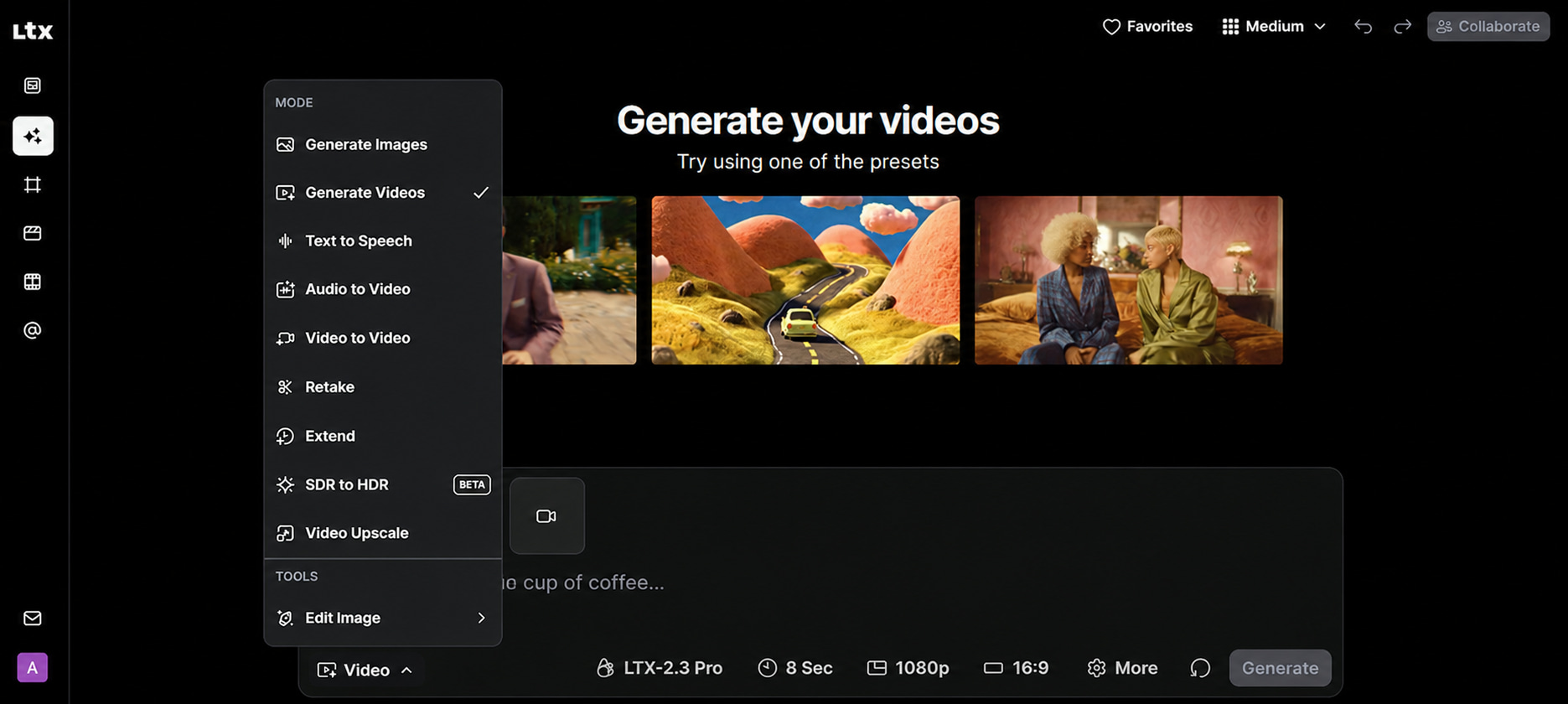 How to create videos with LTX Studio Enter your prompt and customize settings