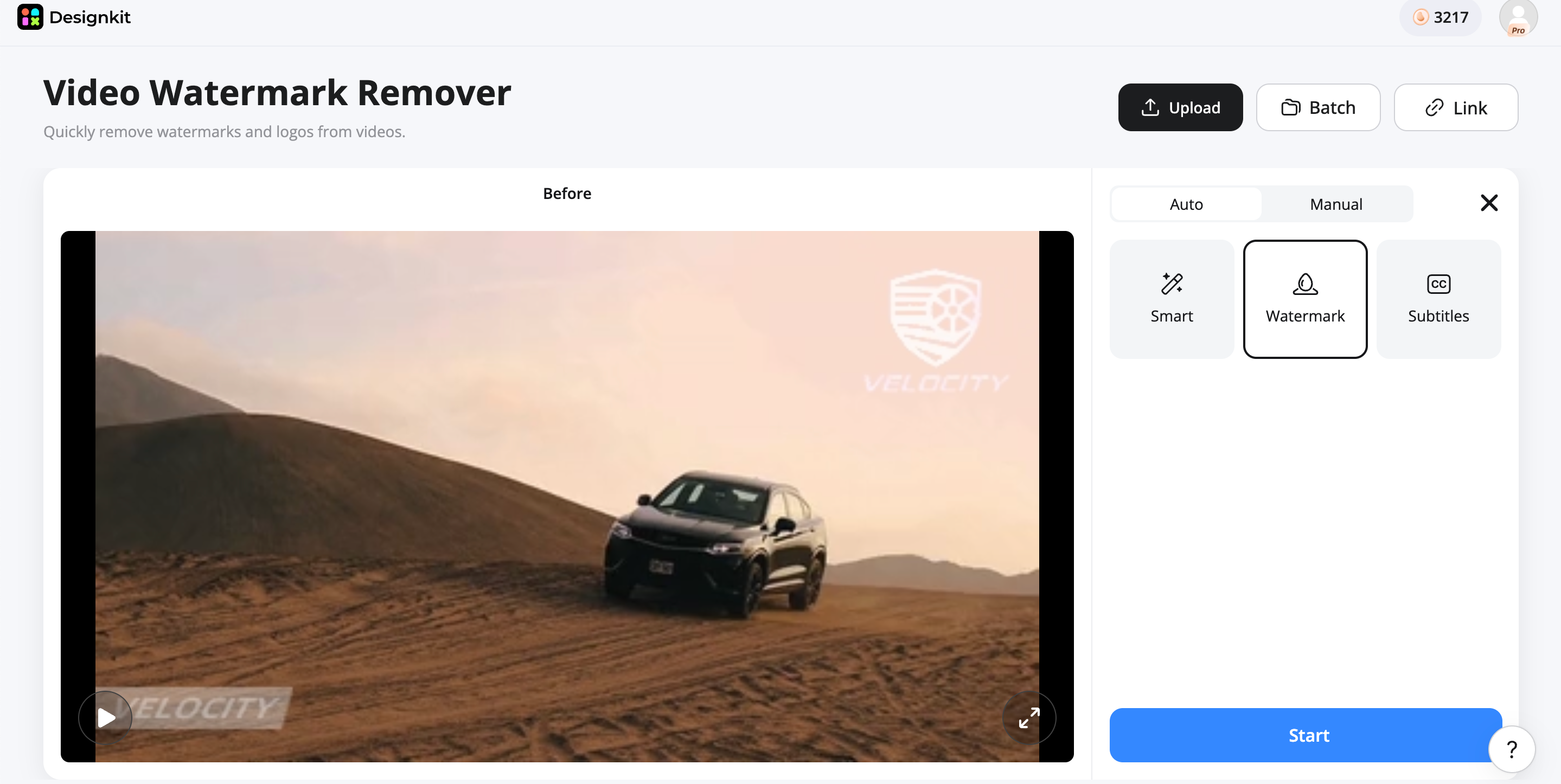 Remove a Watermark From a Video With Designkit Auto-Detect or Select the Watermark