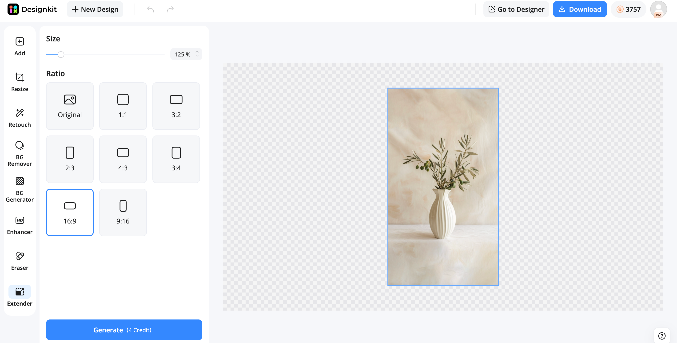 How to adapt an image from landscape to portrait with Designkit Choose your target format