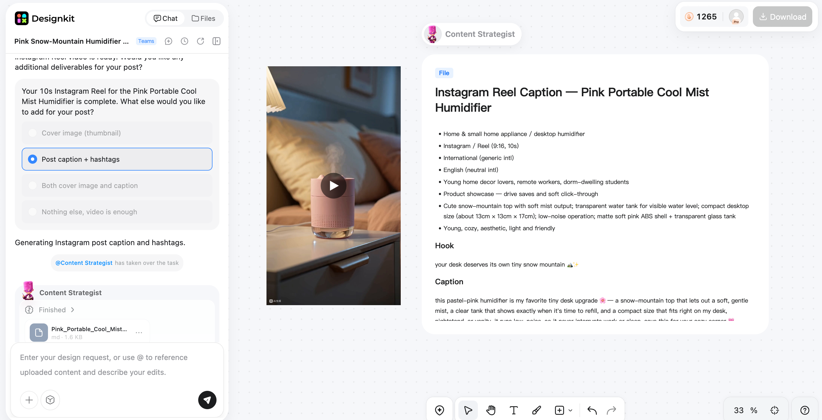 How to create Instagram posts and copy with Designkit Refine and export your Instagram content