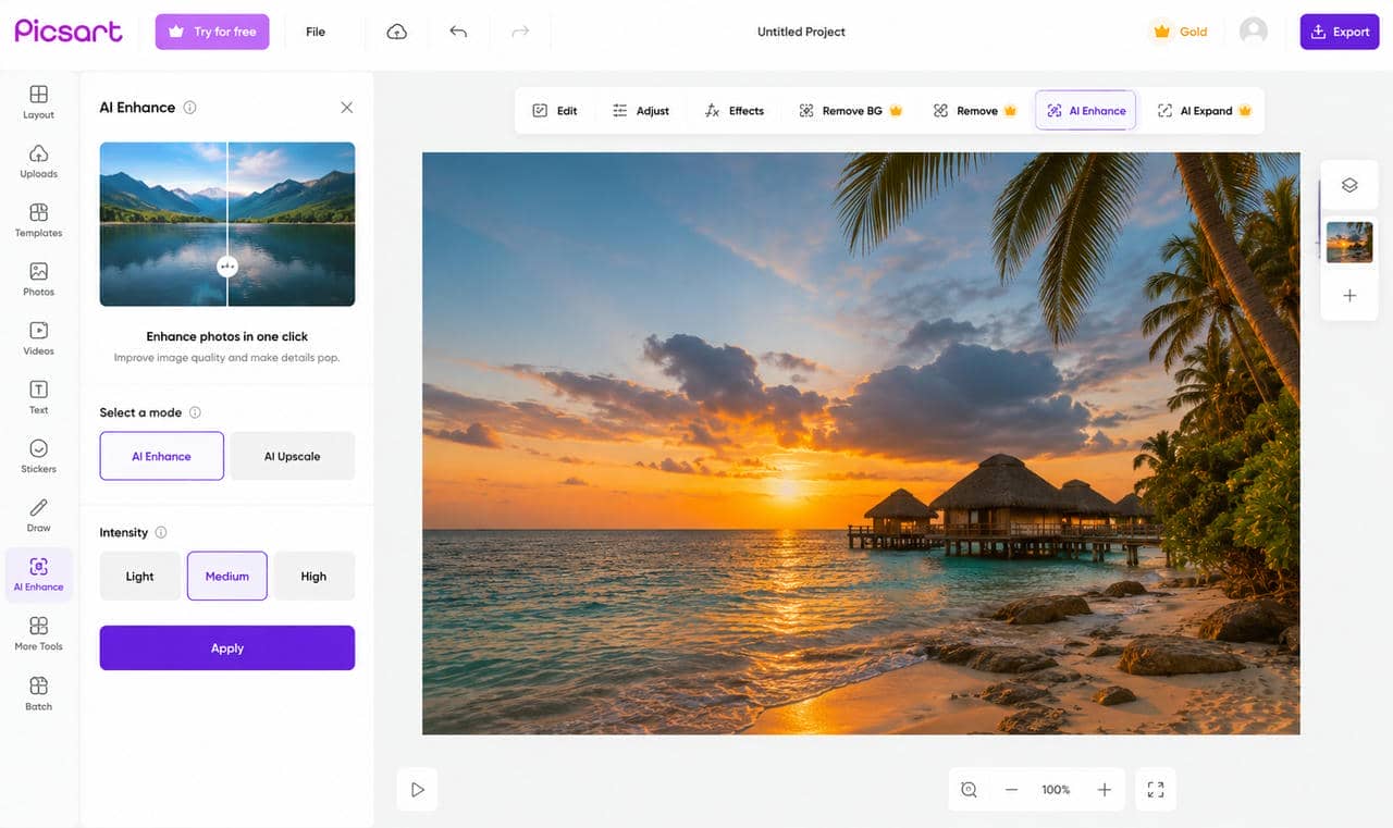 How to create AI visuals with Picsart Apply AI editing and generation tools