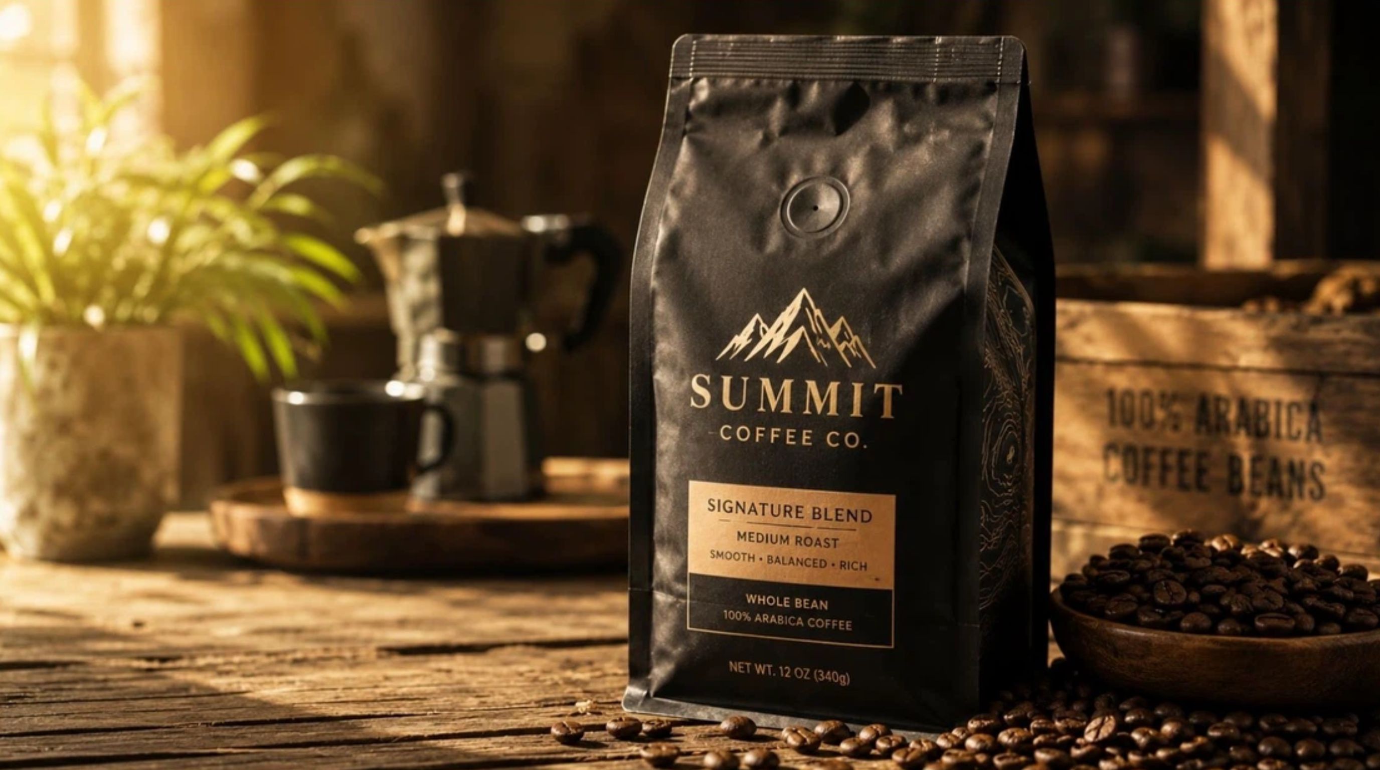 Product Image Prompts Coffee Product Advertisement