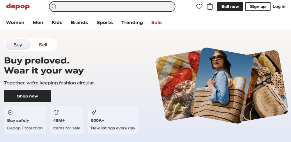 Depop homepage