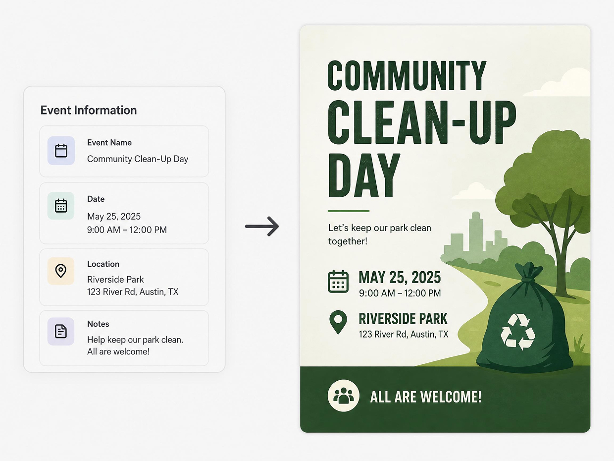 AI Arranges Event Details into a Poster Design