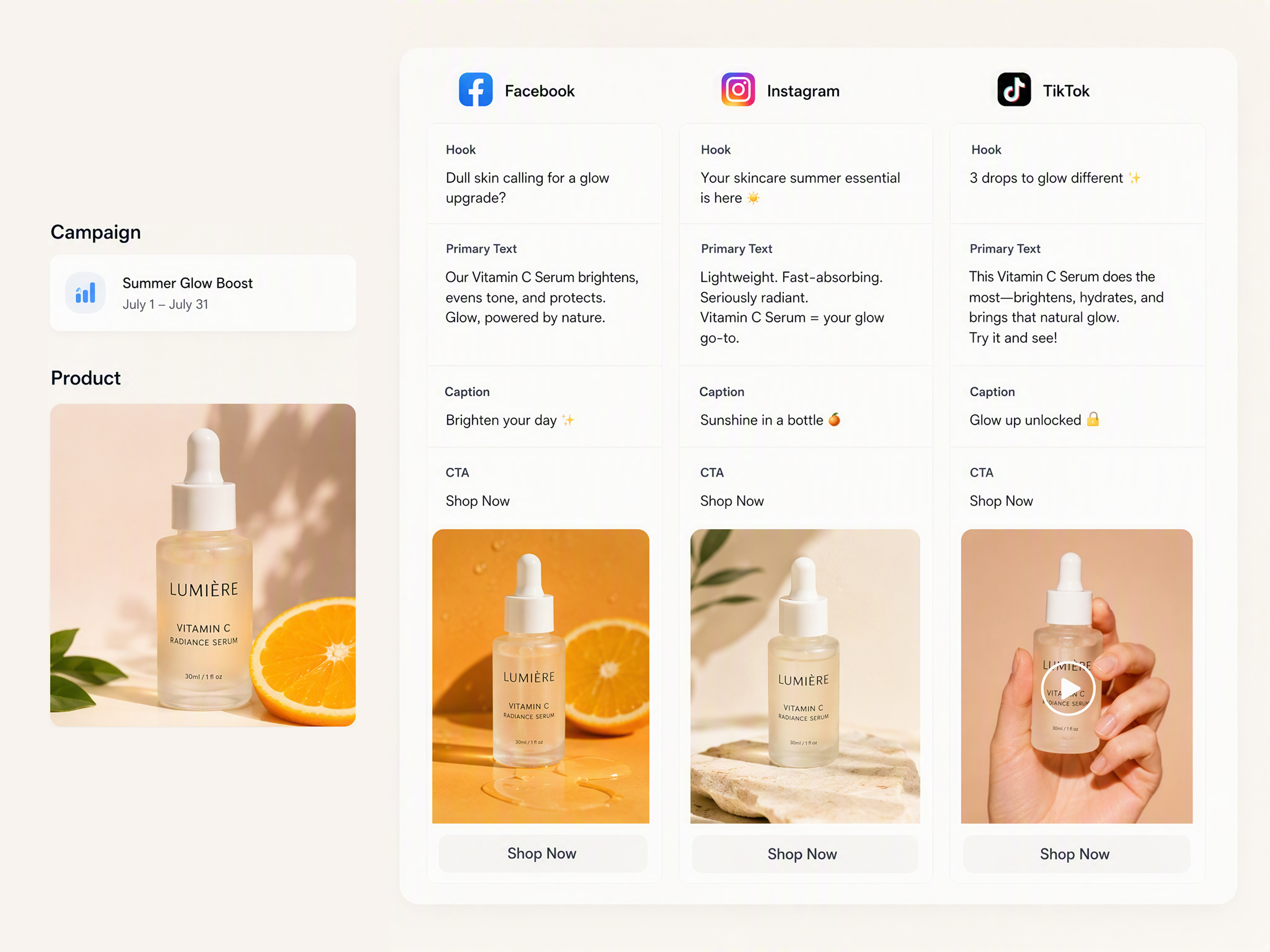 Get Hooks and Copy for Feed Ads