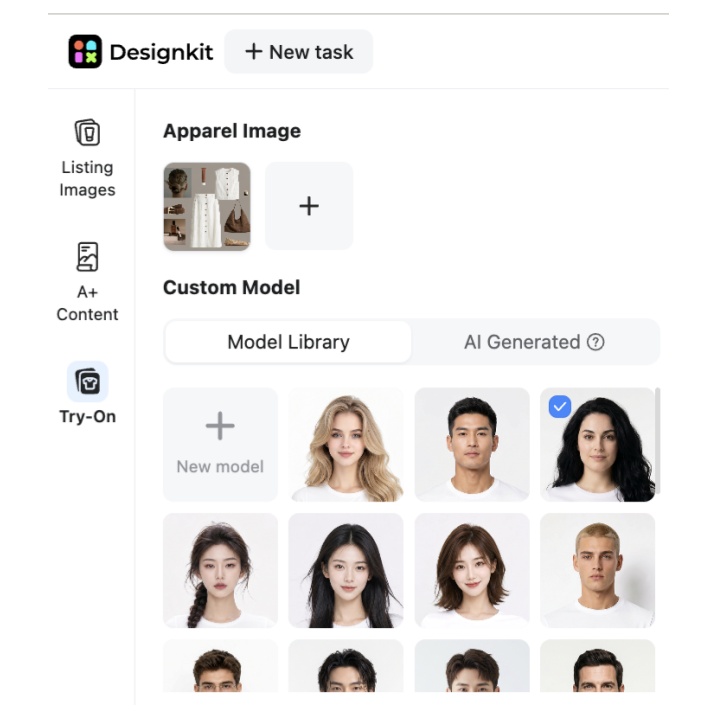Upload a outfit image and Choose a model