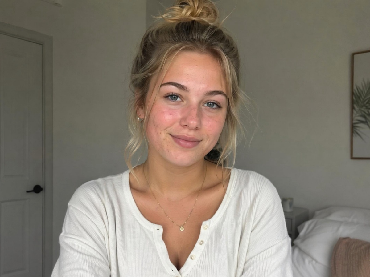 Photo with visible blemishes and redness
