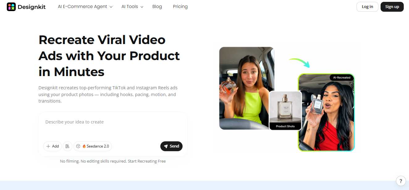 designkit ai video ad recreation