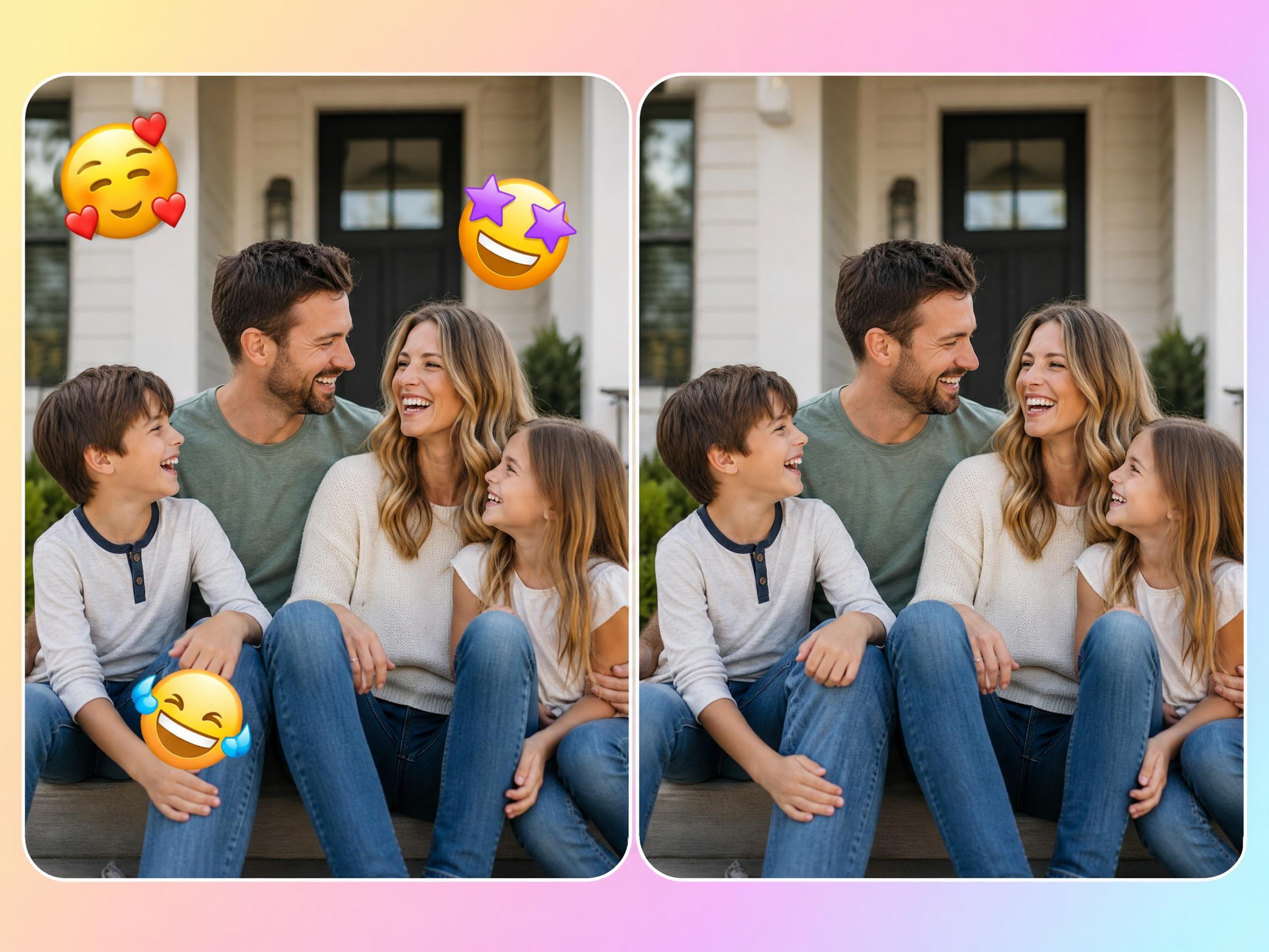 Restore family photos with emoji-covered faces!