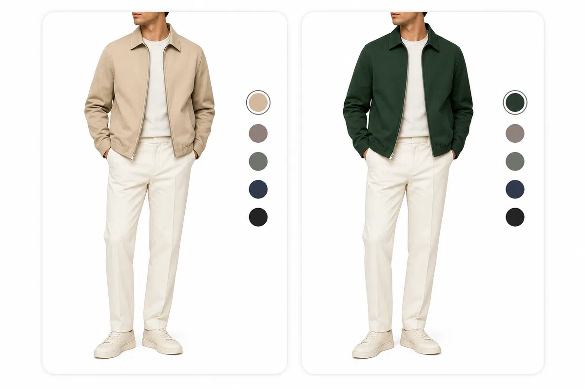 Change clothing colors online while keeping the model, pose, and background unchanged