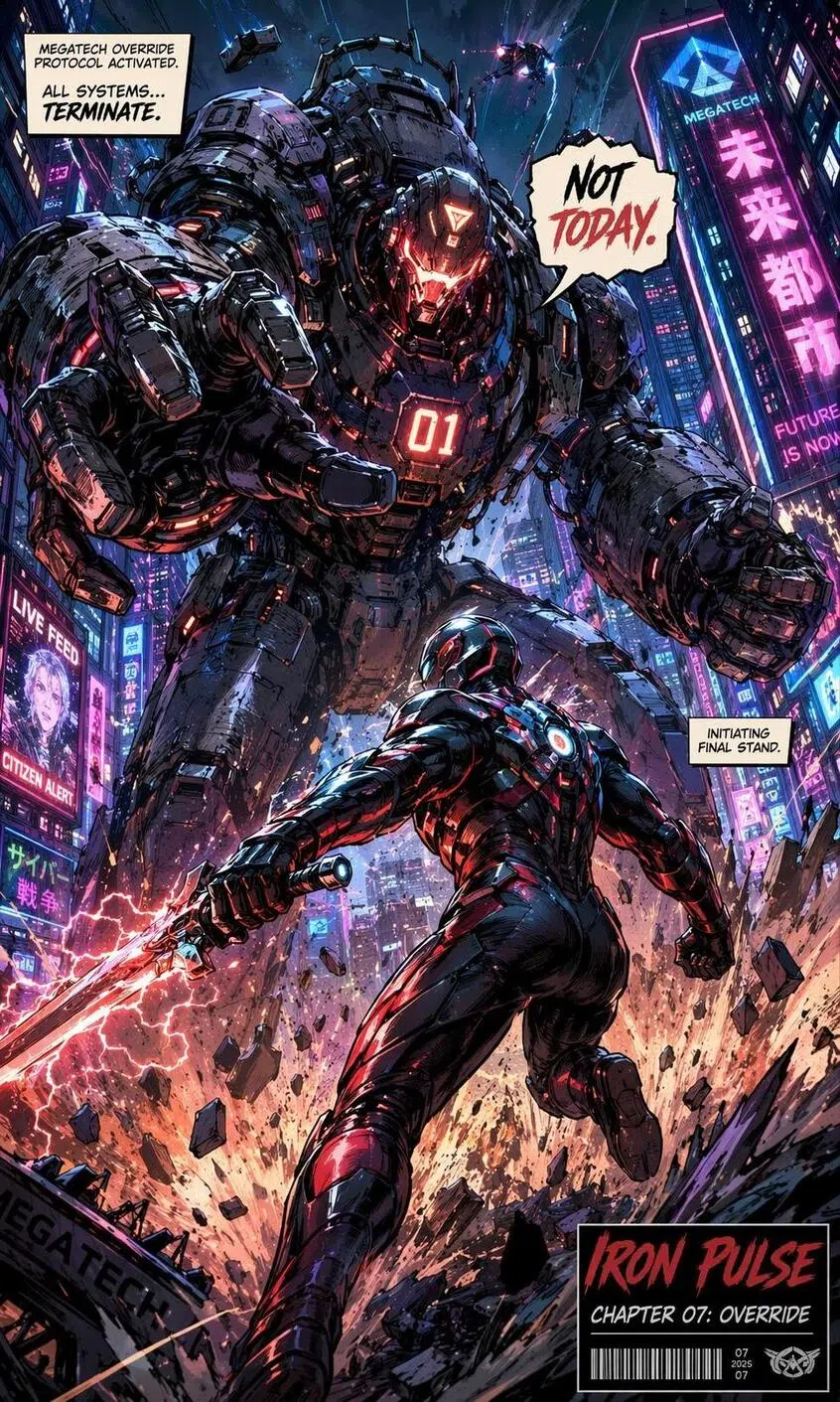 Sci-Fi Action Comic Panel