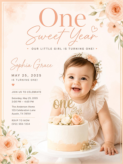 AI Generated first Birthday party poster