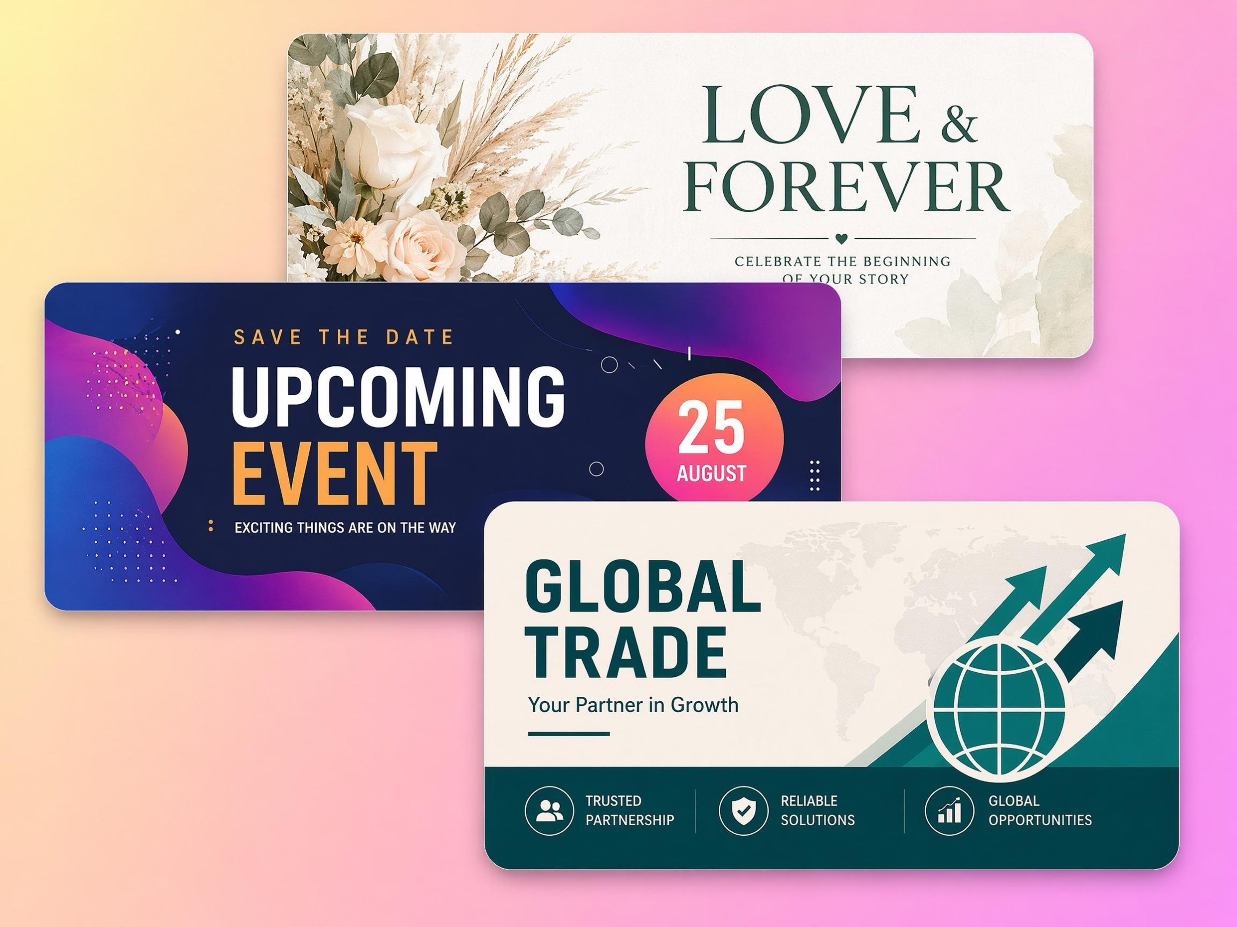 Design event banners for shows, webinars, and expo