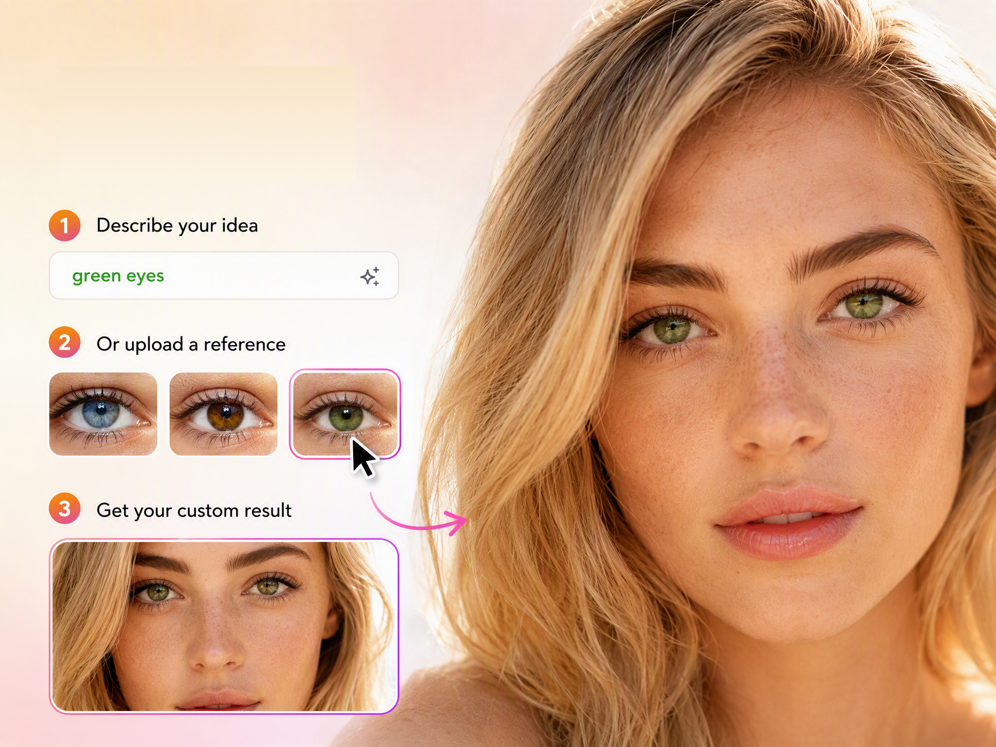 Create Eye Color Changes From Text or Reference Images