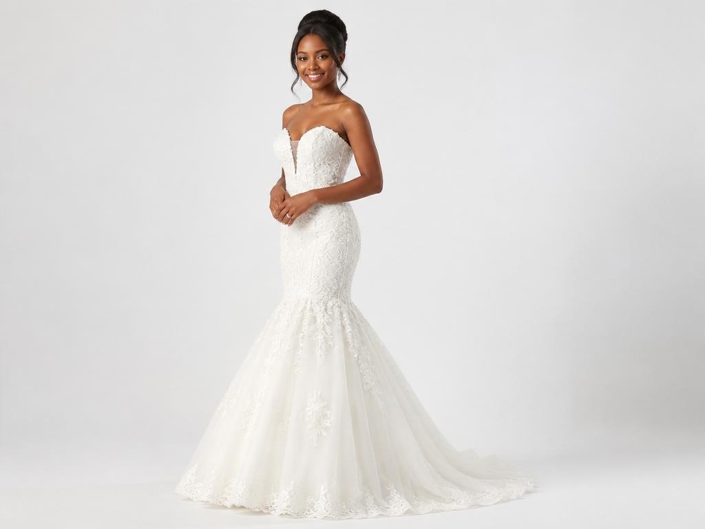 bride wearing a trumpet wedding gown