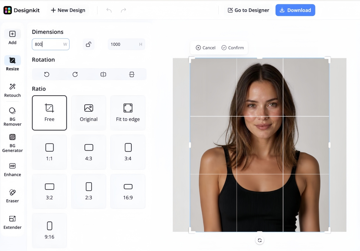 Adjust the crop and layout for 8×10