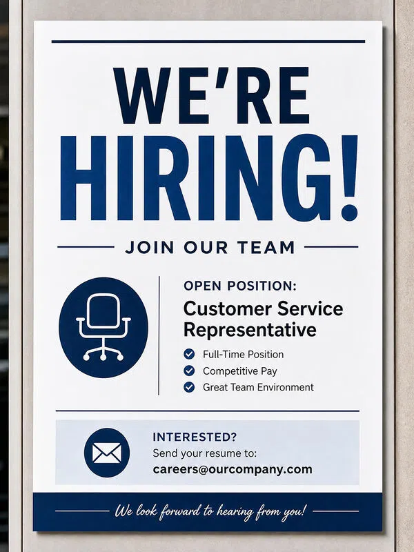AI Generated Now Hiring Sign