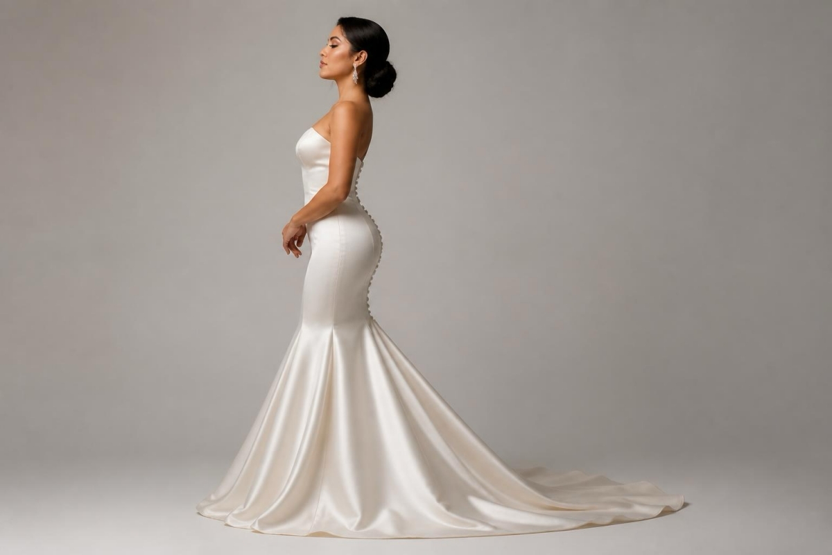 bride in a mermaid wedding dress
