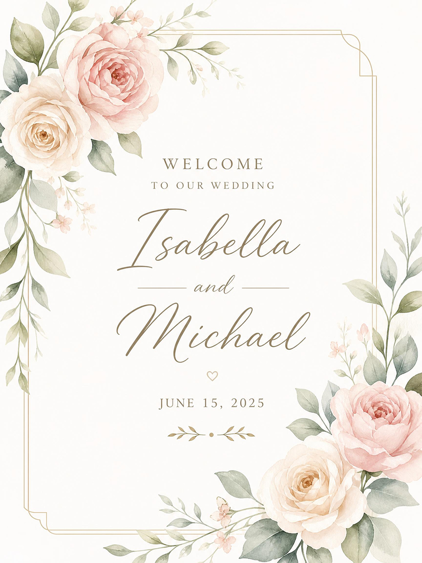  AI Generated Wedding Welcome Poster