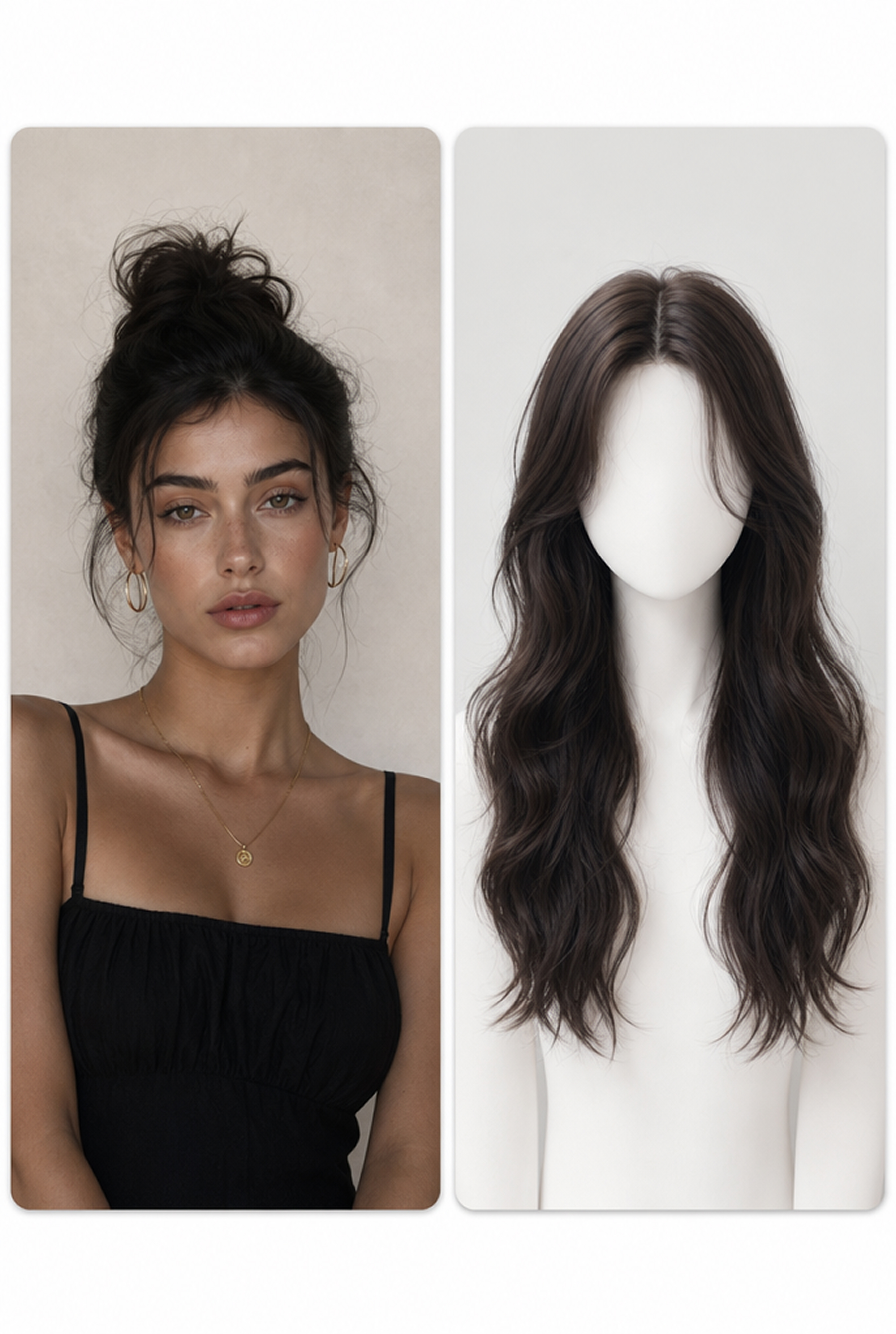 Portrait photo with a long wavy hairstyle reference